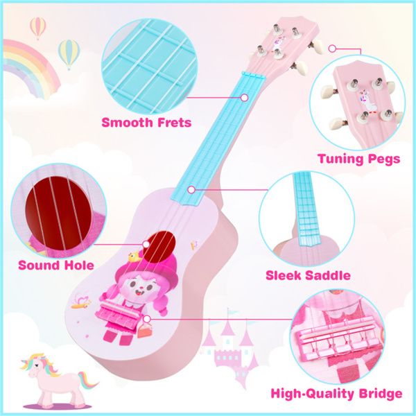 21" Kids Ukulele with Nylon Strings, BPA-Free ABS Mini Guitar for Beginners