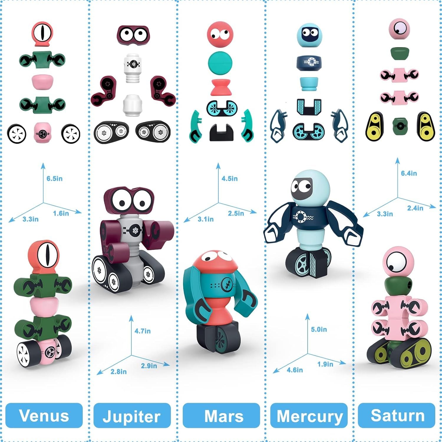 Magnetic Robot Building Blocks Set – 35PCS STEM Toy with Storage Box