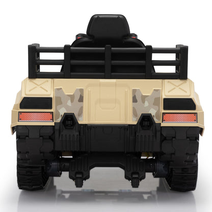 Ride On Tank 24V Thunder Tank Car with Fighting Cannon and Rotating Turret, Remote Control, Lights, Music, Military Battery Powered Truck Toy Gift for Boys Girls, 3-8 Years Old, Desert Yellow - The Little Big Store