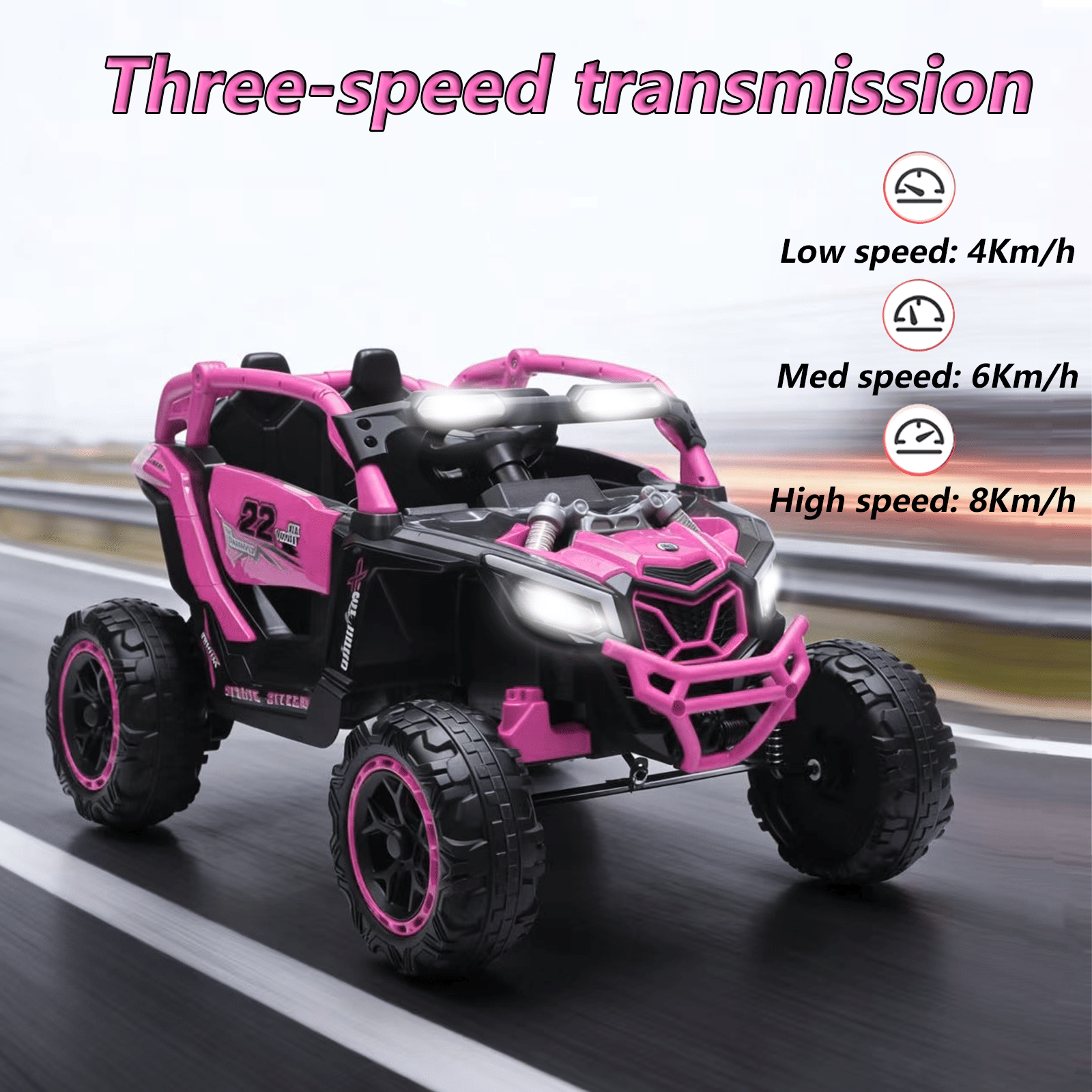 24V 400W Kids Ride on Car UTV W/Parents Remote Control,4-wheel suspension, 3 Speed, Power display,Bluetooth,MP3,Music,LED Light, Provide a speed of 4-8KM/H For Kids Age 3+ years old