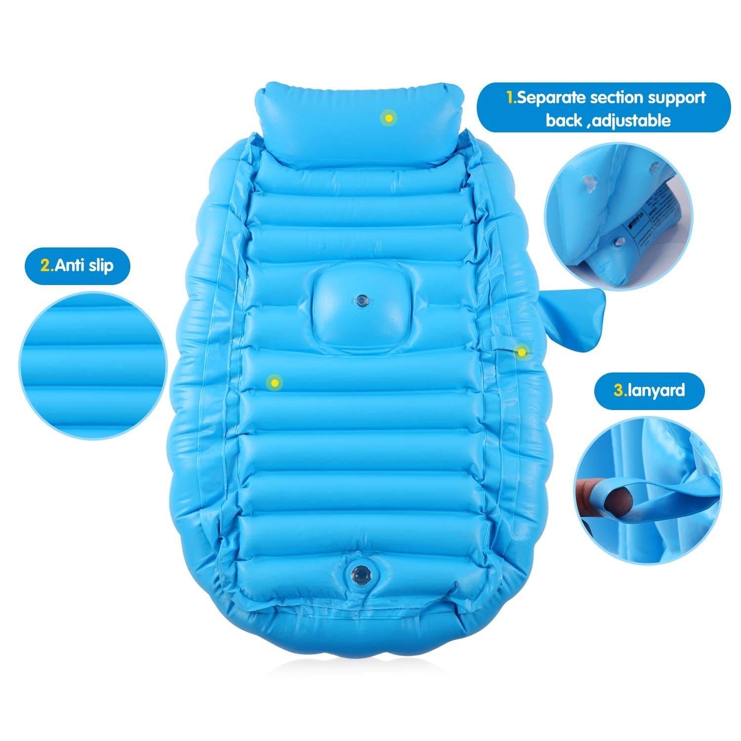 Baby Inflatable Bathtub; Portable Toddler Bathtub Baby Bath Tub Foldable Travel Tub with Air Pump - The Little Big Store