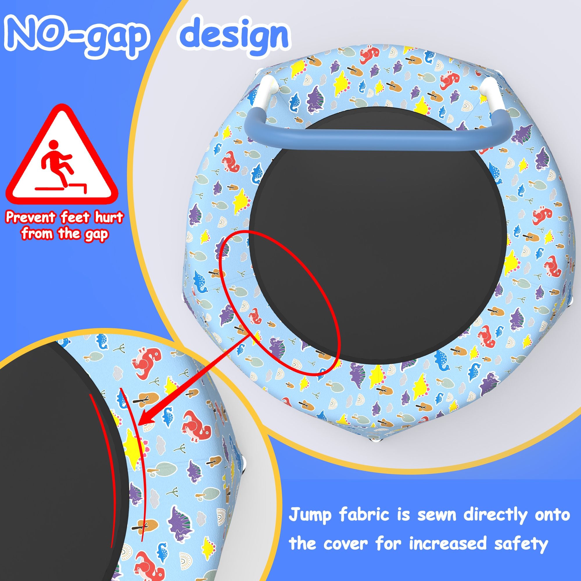 Kids Indoor Trampolines - Foldable Mini Rebounder for Ages 2-6 with Ultra Safe Padding and Comfortable Foam Grip
