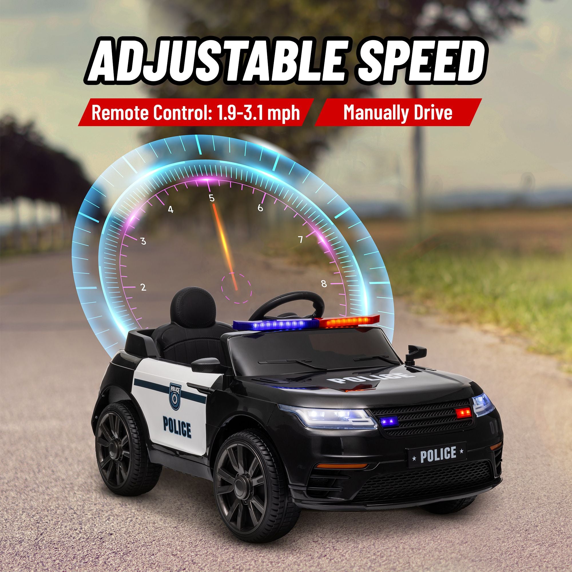 Qaba 12V Kids Police Ride-On Car w/ Remote