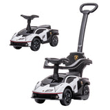 White licensed Lamborghini toddler push car with parent handle