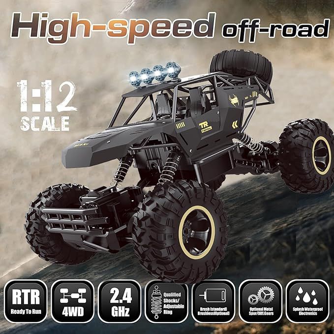 Ultimate  RC 4WD Monster Truck - 37cm Remote Control Rock Crawler for Kids Gifts with Two Batteries