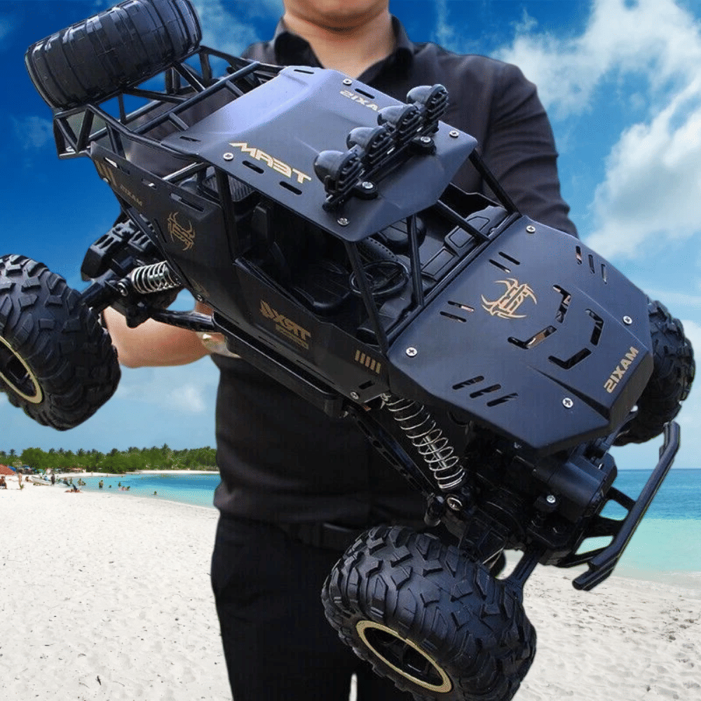 RockCrawler X™ 1:12 4WD RC Off-Road Truck – Metal Body Remote Control Monster Crawler with LED Headlights & 3 Batteries