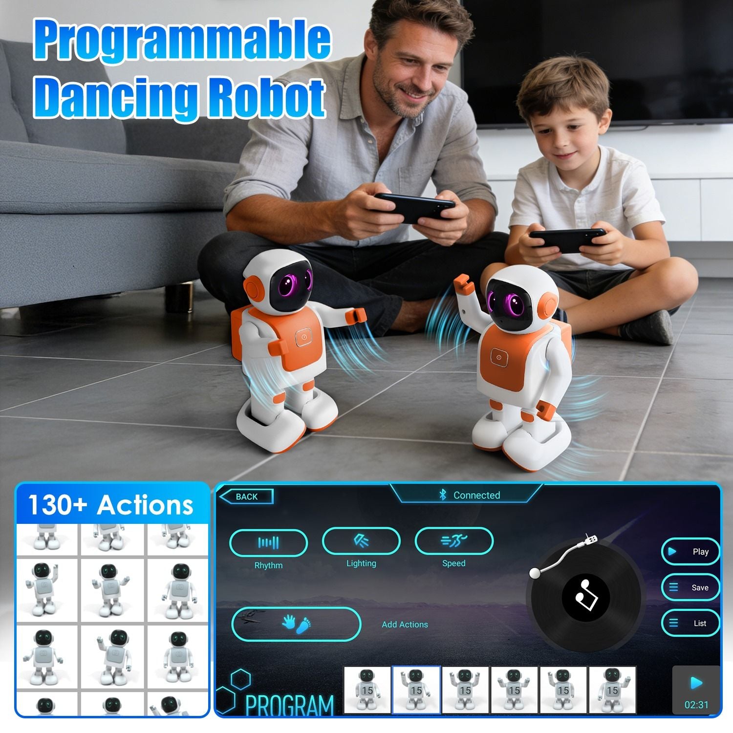 Fun Learning AI Dancing Robot Toy - Wireless Music & Interactive Voice Assistant for Creative Play