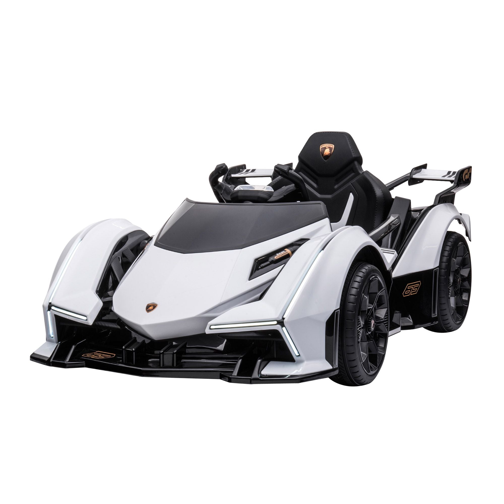 12V Lamborghini Kids Electric Ride-On Car – White w/ Bluetooth