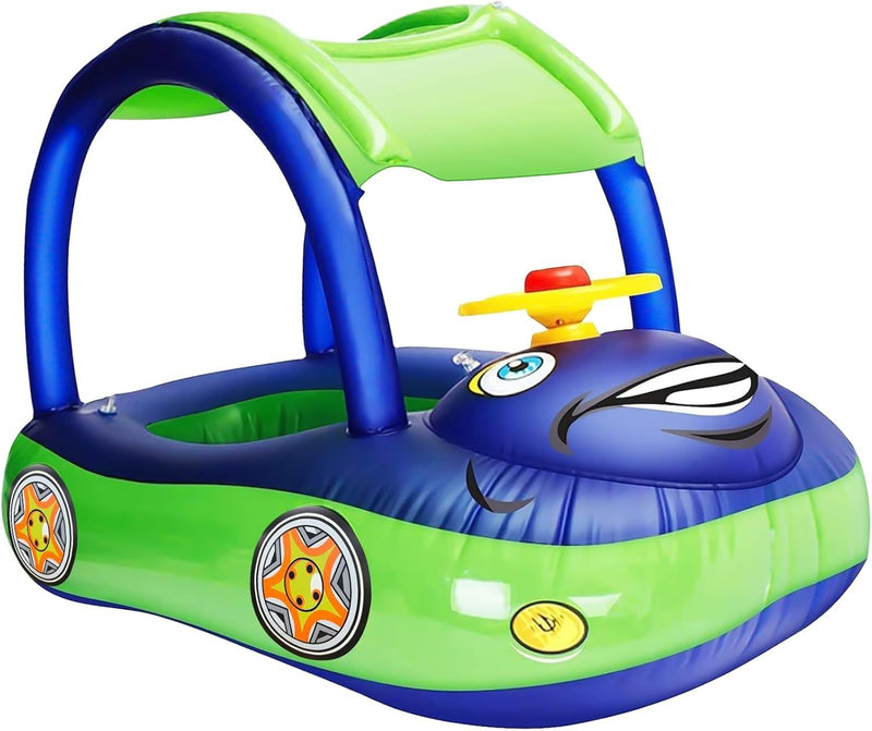 CruiseSplash™ Baby Pool Float with Canopy – Car-Shaped Swim Trainer for Infants & Toddlers 6-36 Months