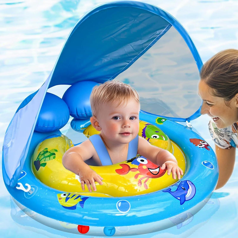 SplashNest™ Baby Pool Float with Canopy – UPF50+ Infant Swim Ring for Babies 6–36 Months