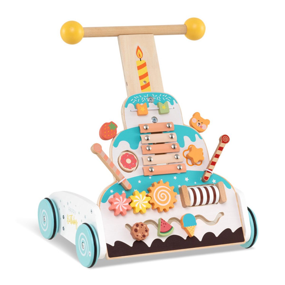 StepByStep™ Wooden Push Walker Activity Center – Montessori Xylophone, Maze & Gears, Height Adjustable, Ages 1+