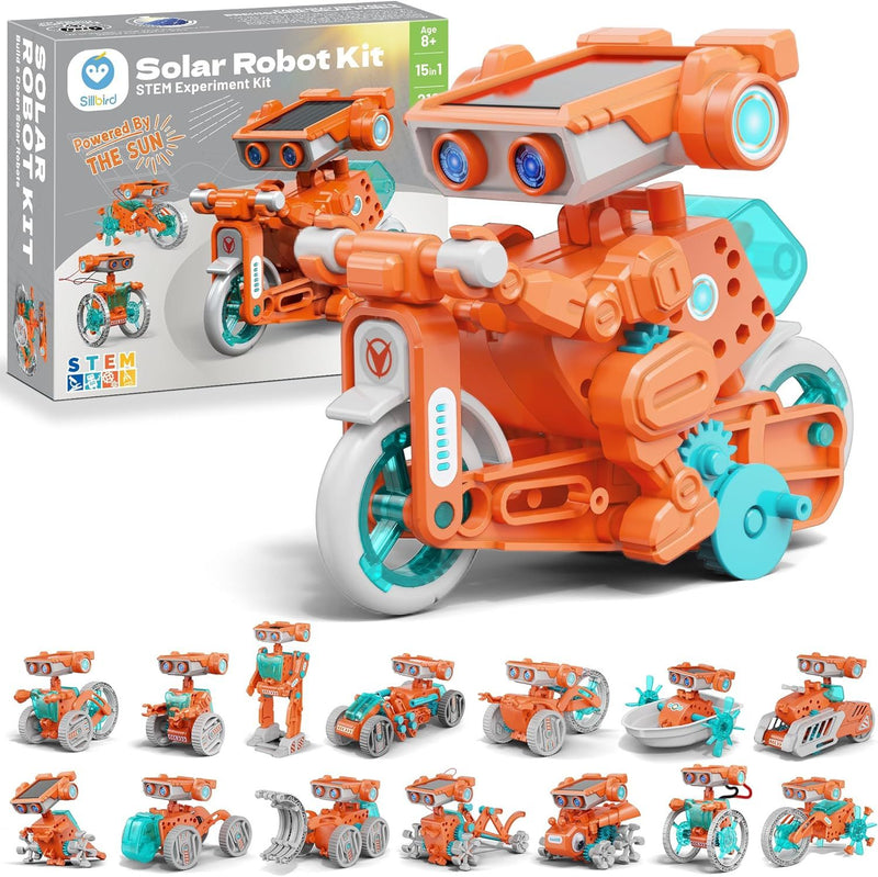 15-in-1 Solar Robot Building Kit – Orange, 212 Pieces