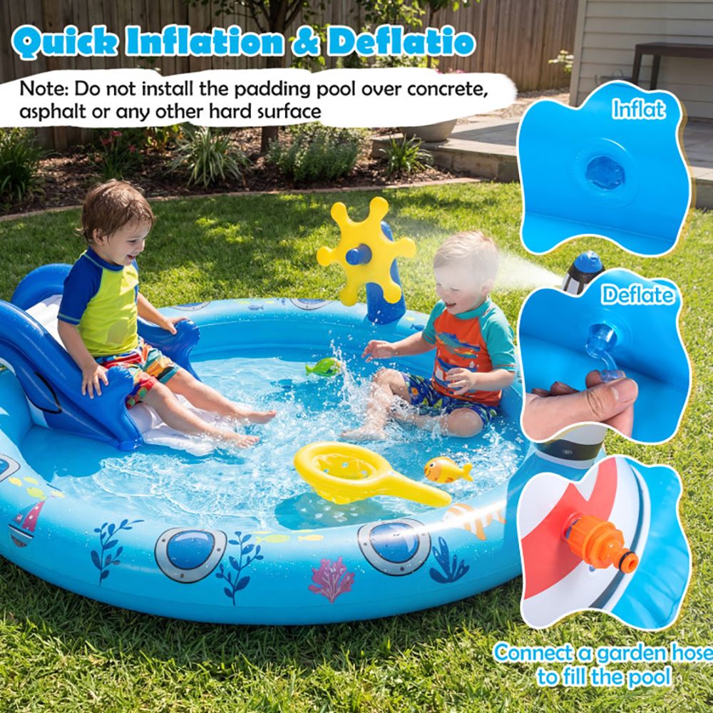 Shark Slide Inflatable Play Pool - Adventure Splash Center for Kids