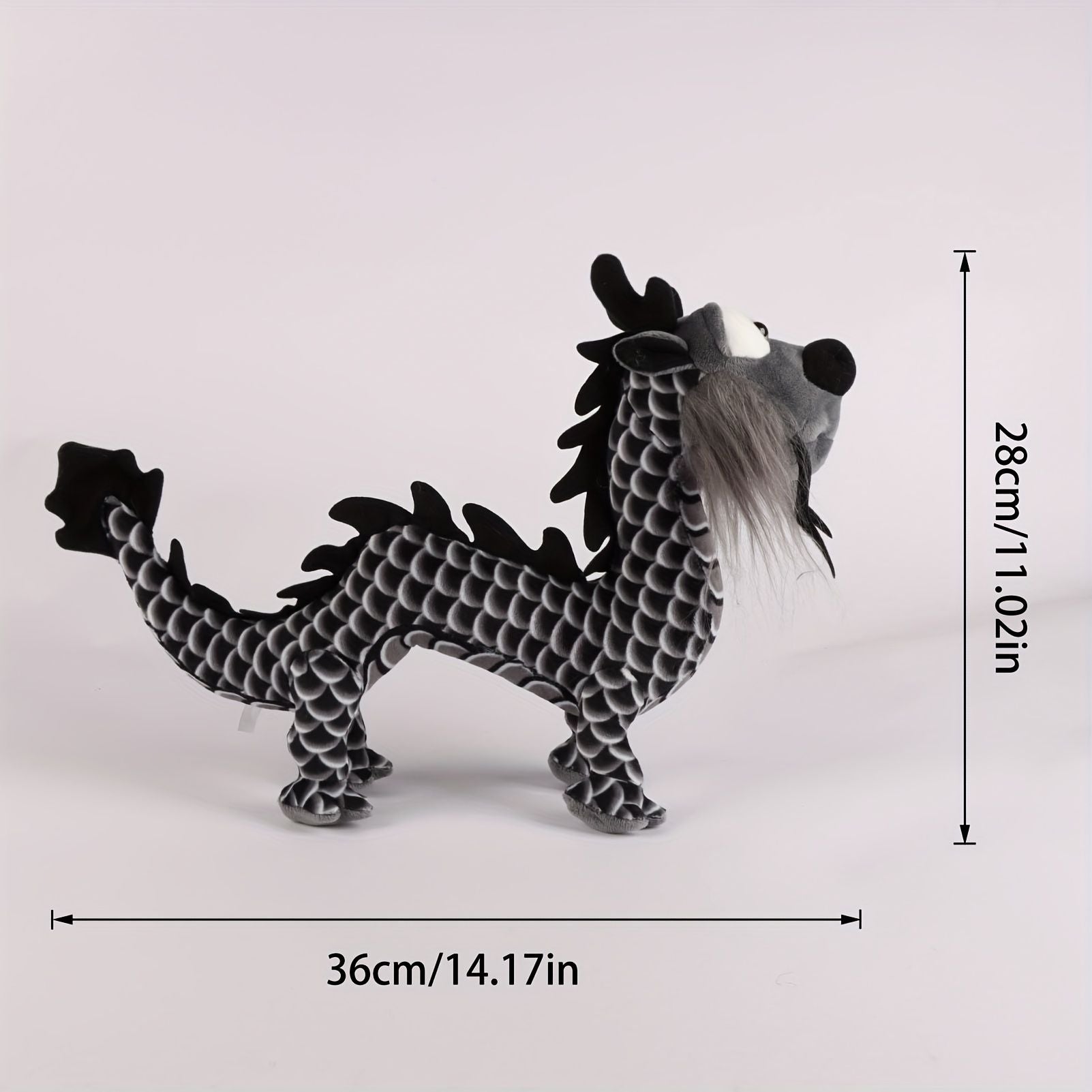 Charming Black Dragon Plush Doll - 14.17in Chinese Style Toy for Boys - Soft and Cuddly Gift Option