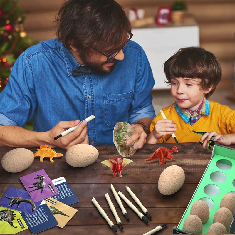 Dinosaur Excavation Kit with 12 Surprise Eggs | STEM Fossil Dig Toy for Kids