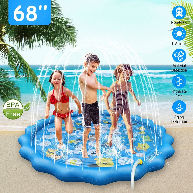 💦 SoakZone™ 68” Inflatable Sprinkler Splash Pad – Summer Outdoor Water Play Mat for Kids & Toddlers | Backyard Blow-Up Pool Fun!