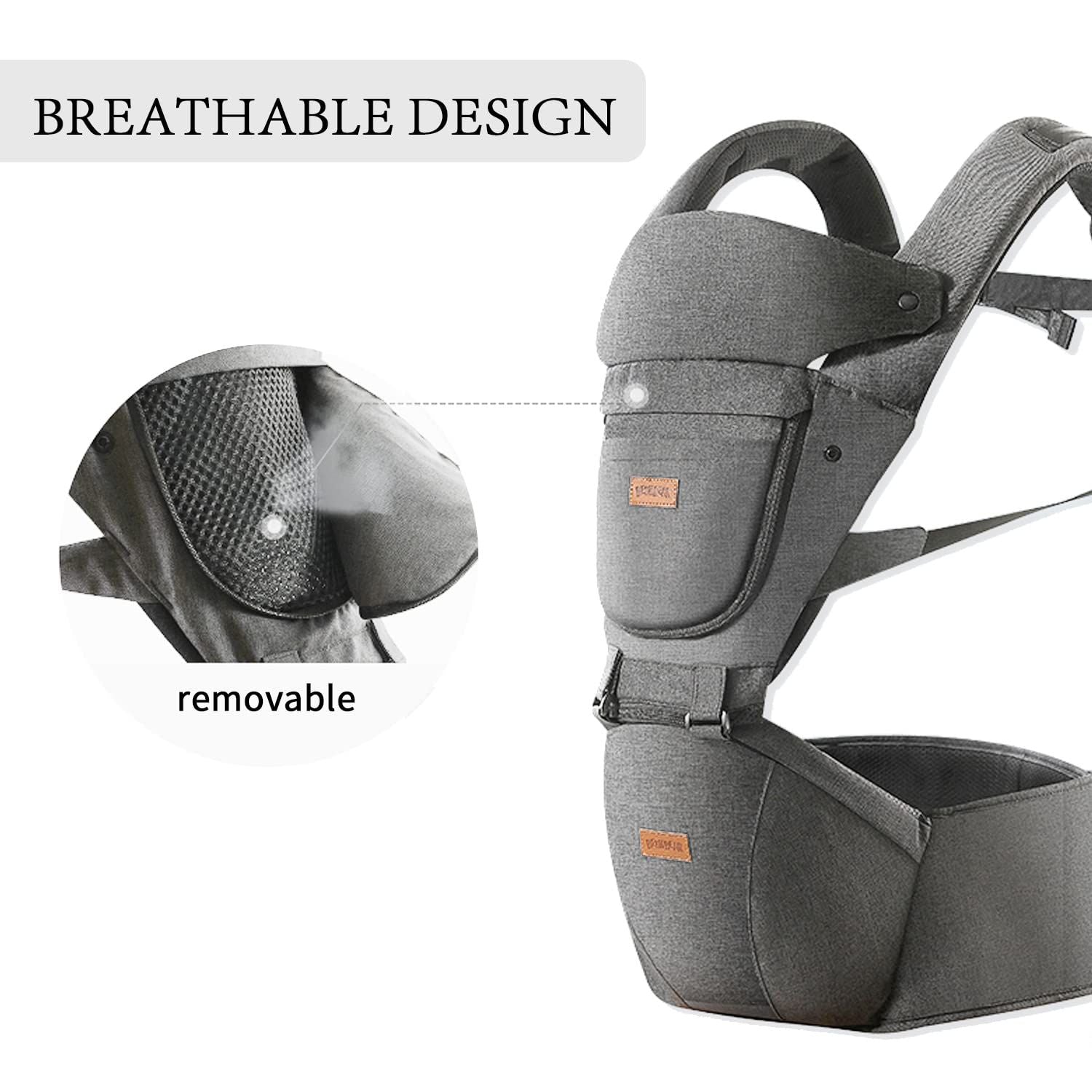 Versatile Baby Carrier with Hip Seat for Newborns and Toddlers - 6 Carry Positions, All Season Use