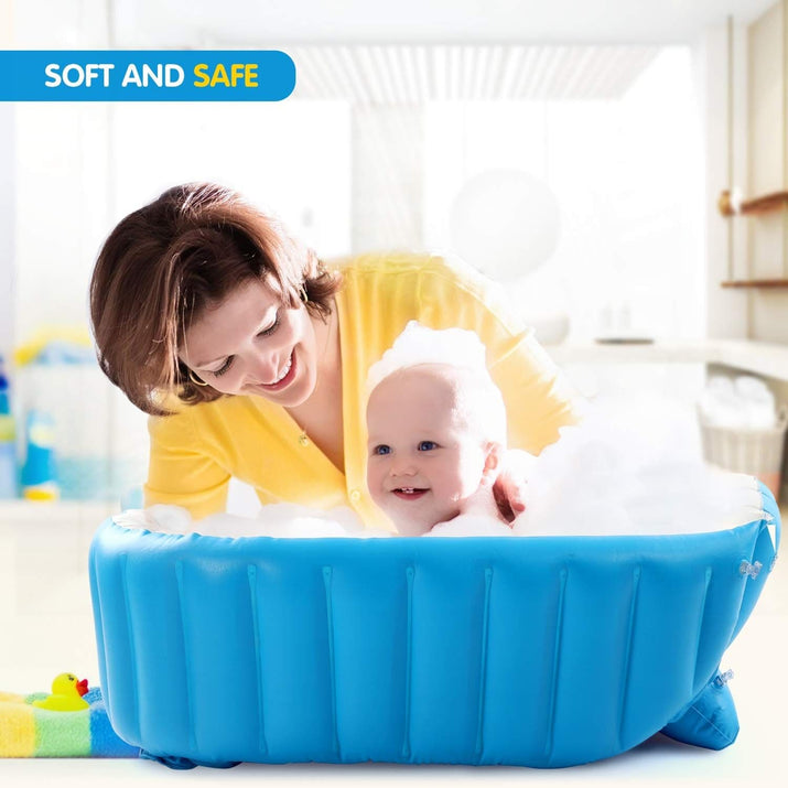 Baby Inflatable Bathtub; Portable Toddler Bathtub Baby Bath Tub Foldable Travel Tub with Air Pump - The Little Big Store