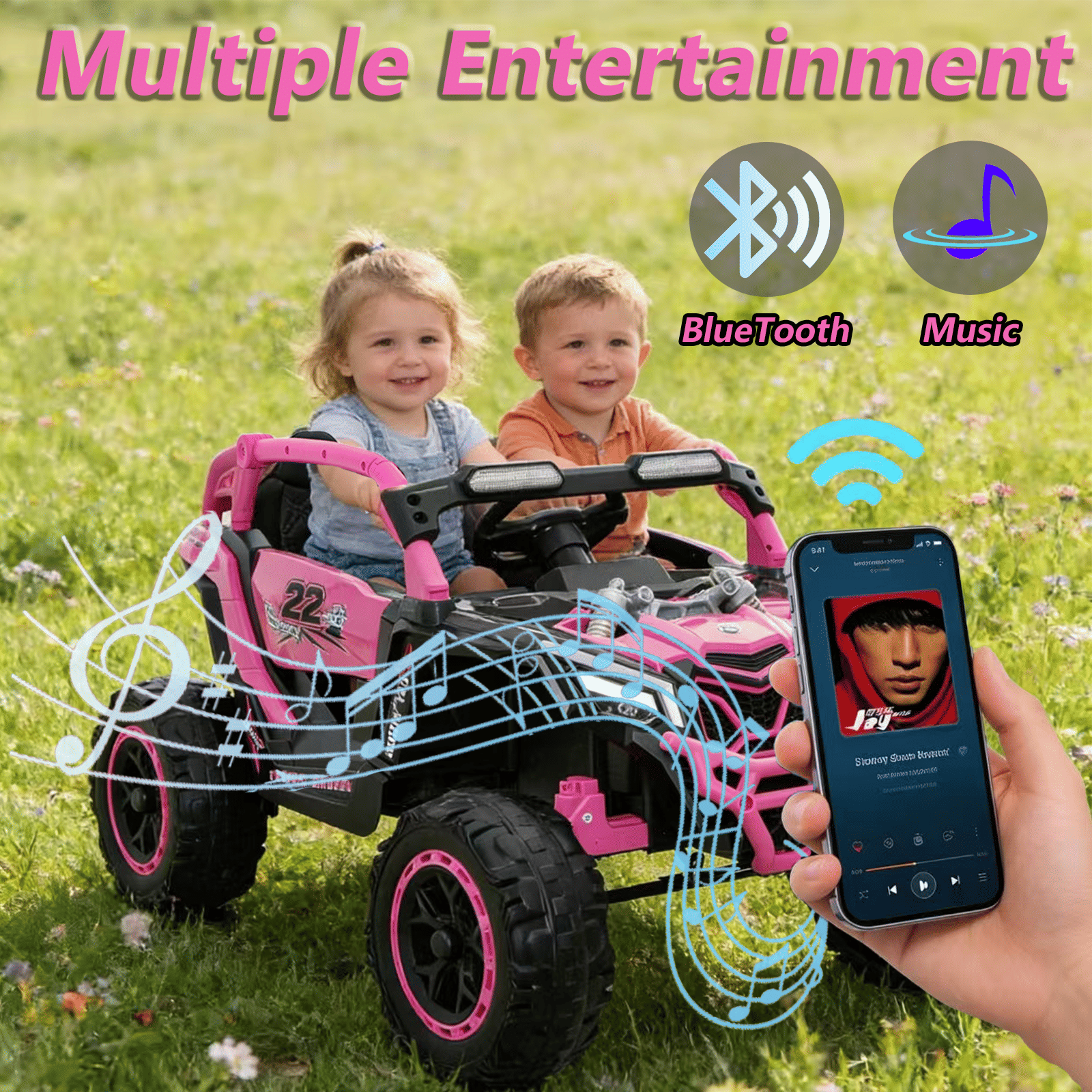 24V 400W Kids Ride on Car UTV W/Parents Remote Control,4-wheel suspension, 3 Speed, Power display,Bluetooth,MP3,Music,LED Light, Provide a speed of 4-8KM/H For Kids Age 3+ years old