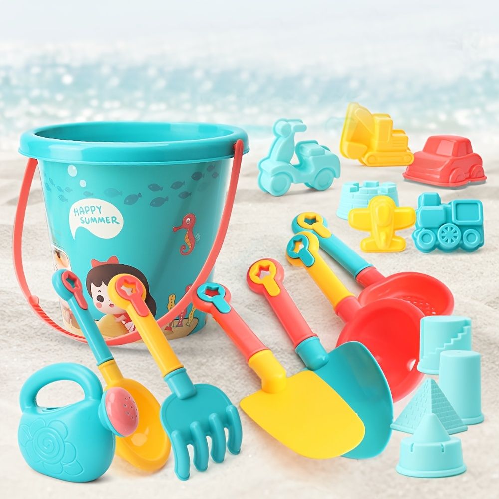 18-Piece Beach Sand Toys Set for Kids with Buckets, Molds & Sand Tools