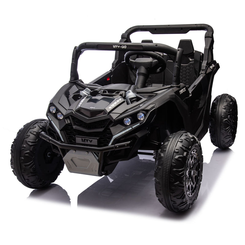 24V Kids UTV Two-Seater Ride-On with Remote Control, Bluetooth & LED Lights for Ages 3+ - Fun & Safe Four-Wheel Ride