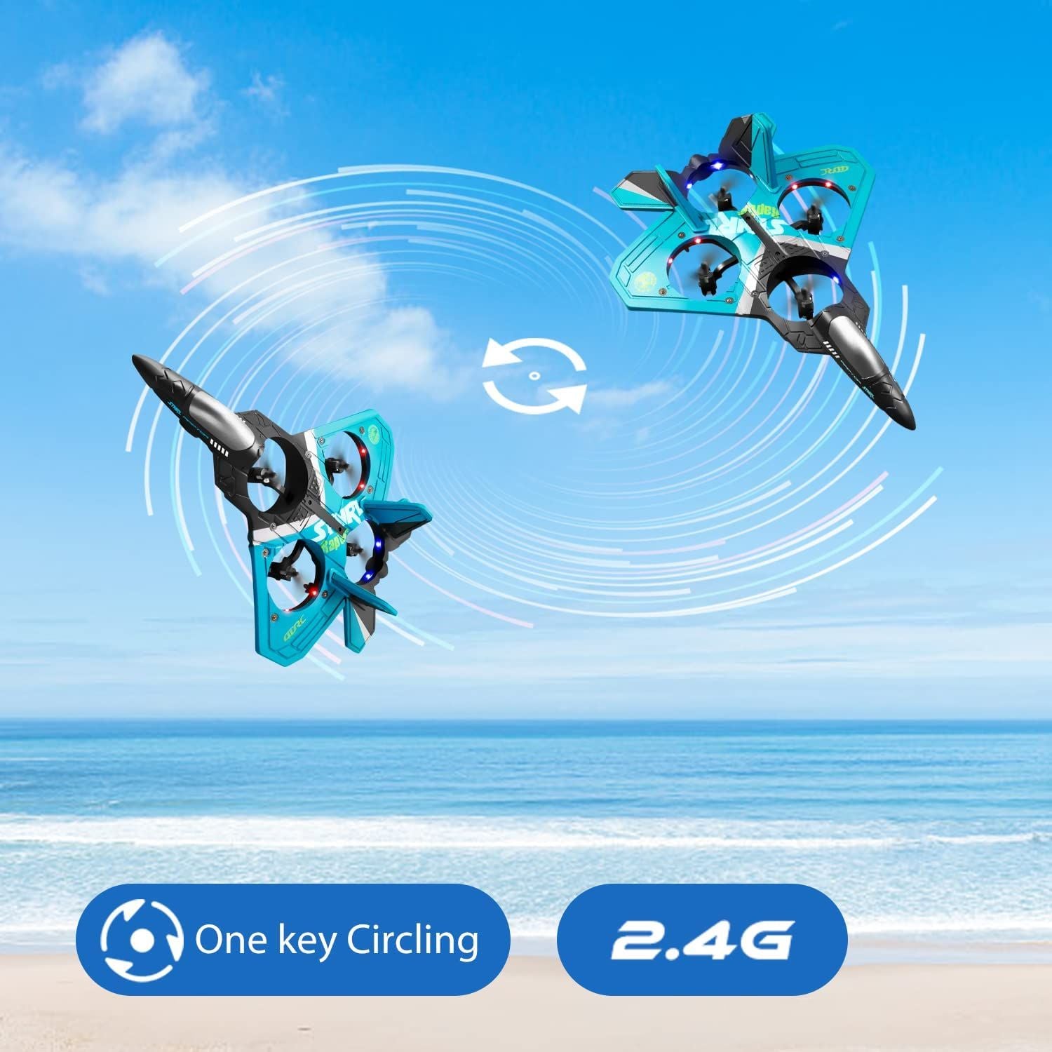 RC Airplane Drone for Kids with Altitude Hold, 3 Speed Modes & Dual Rechargeable Batteries