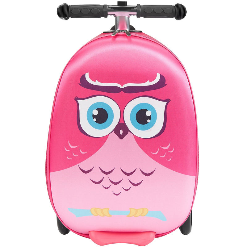 20-Inch Ride-On Kids Scooter Suitcase – Pink Travel Luggage with Flashing Wheels, Foldable Design & Fun Ride-On Carry-On Bag