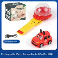 Rechargeable watch remote control car with packaging and USB cable on a white background