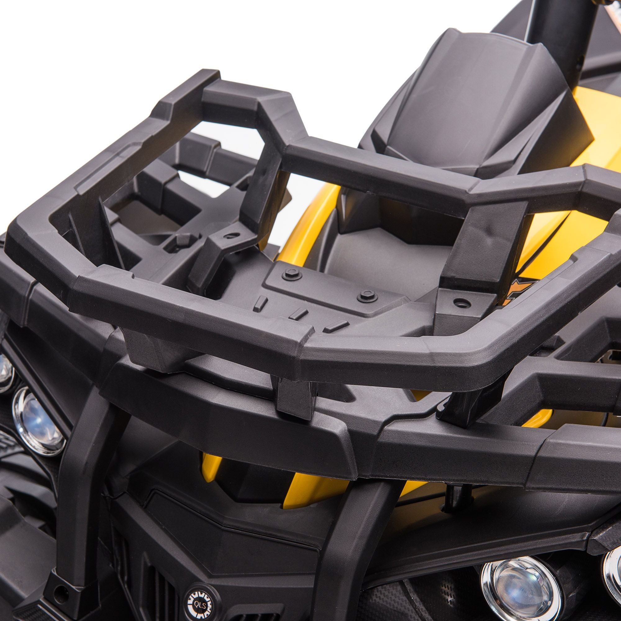 Kids ATV 12V Ride on Car with Music Realistic Headlights Wide Wheels Rechargeable Electric Yellow