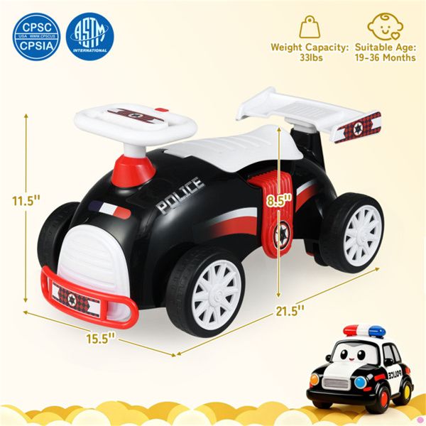 Kids Ride-On Sliding Car – Police Theme, Music & Storage
