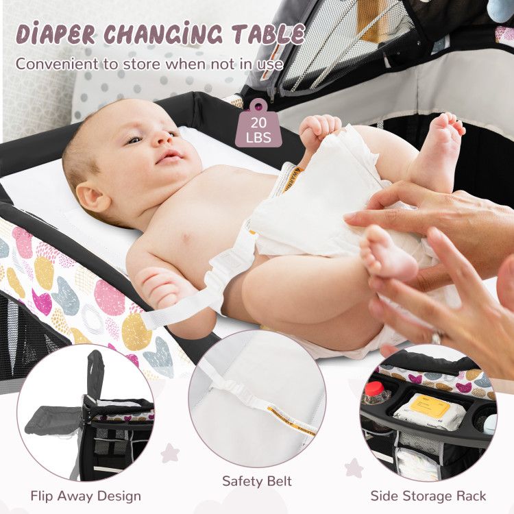 4 in 1 Portable Pack and Play Baby Nursery Center with Bassinet