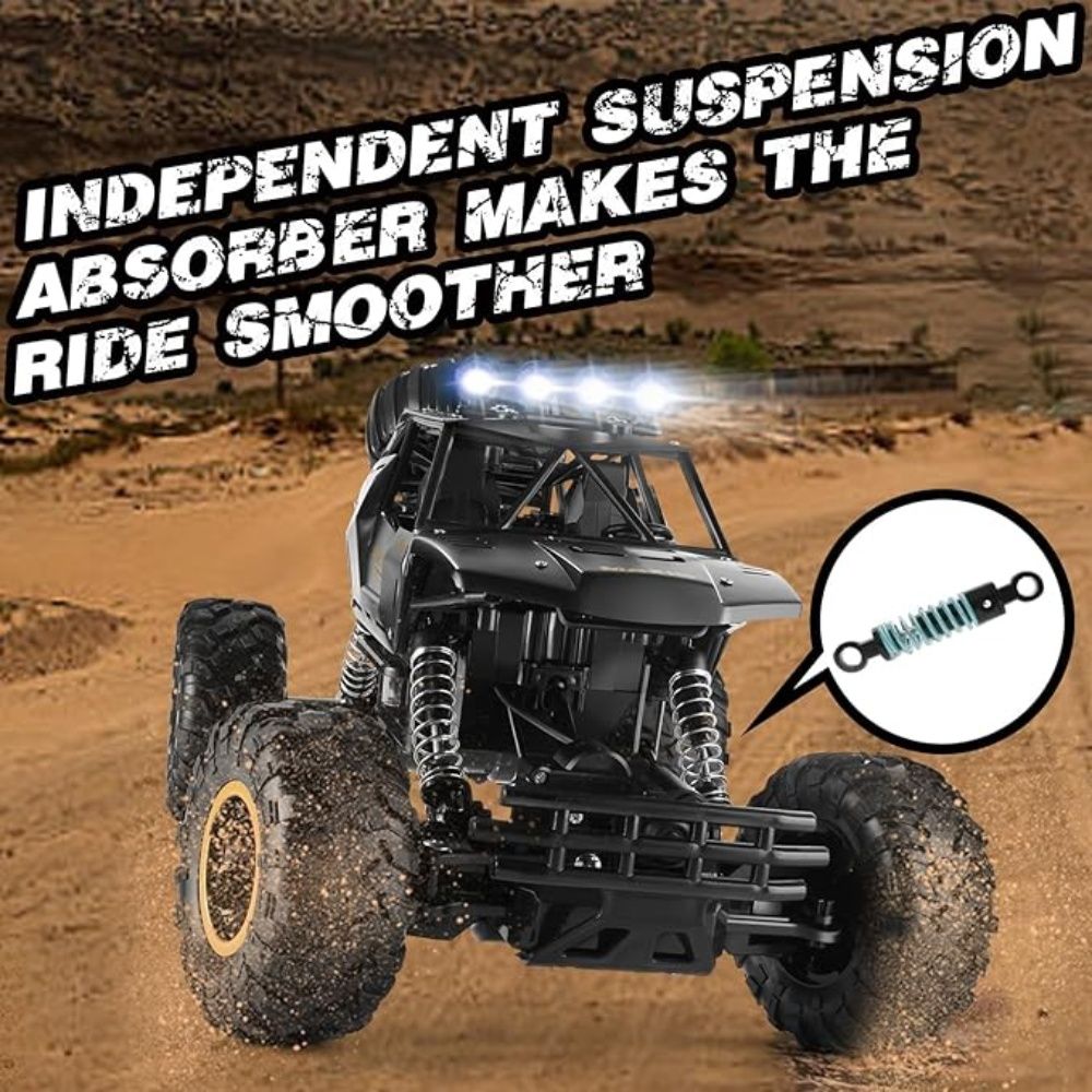 RockCrawler X™ 1:12 4WD RC Off-Road Truck – Metal Body Remote Control Monster Crawler with LED Headlights & 3 Batteries