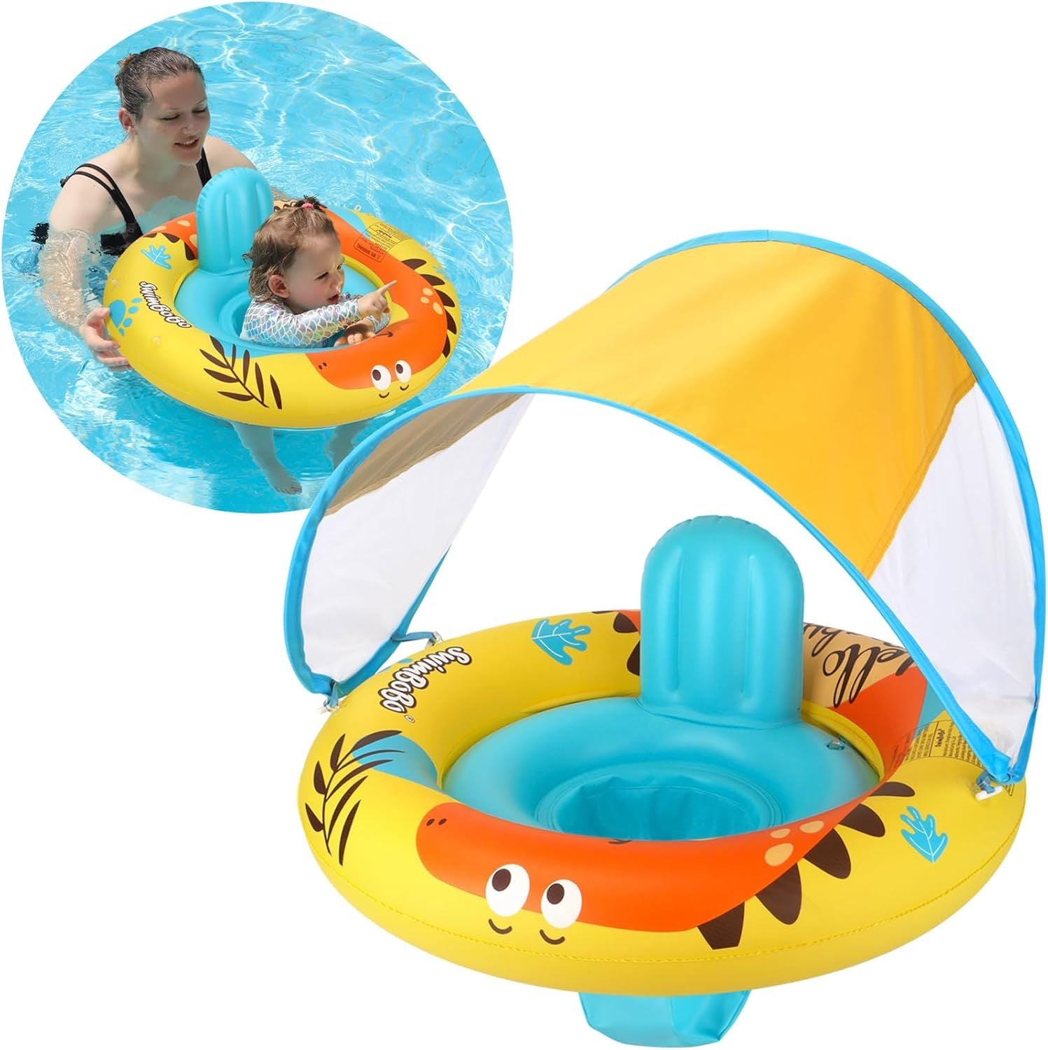 Inflatable Baby Swimming Float with Safe Seat for Age 6-36 Months Toddler