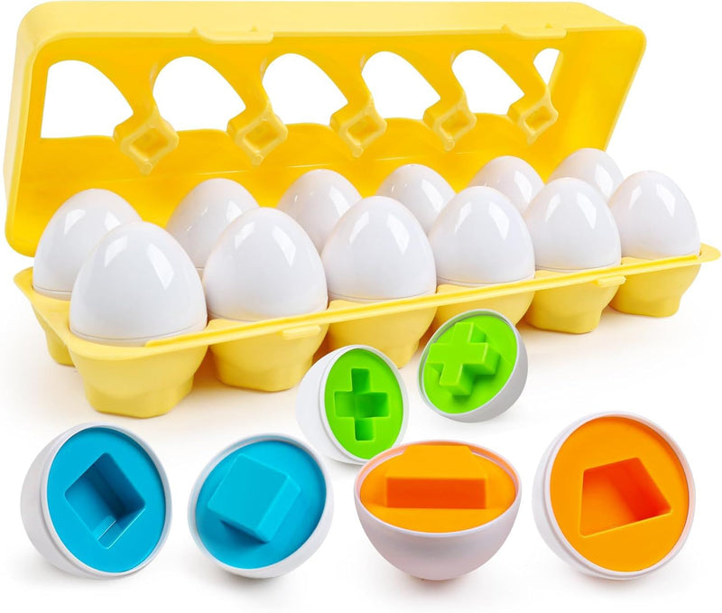 Montessori Shape Matching Eggs – Color Sorting & Fine Motor Learning Toy for Toddlers Ages 18+ Months