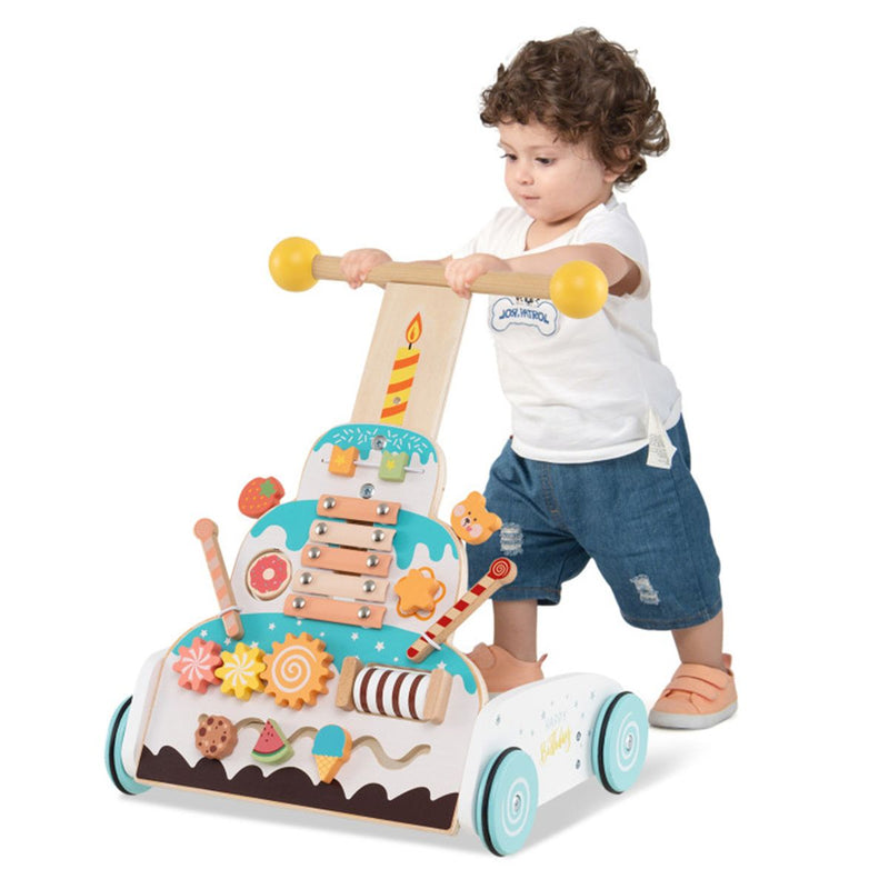 StepByStep™ Wooden Push Walker Activity Center – Montessori Xylophone, Maze & Gears, Height Adjustable, Ages 1+