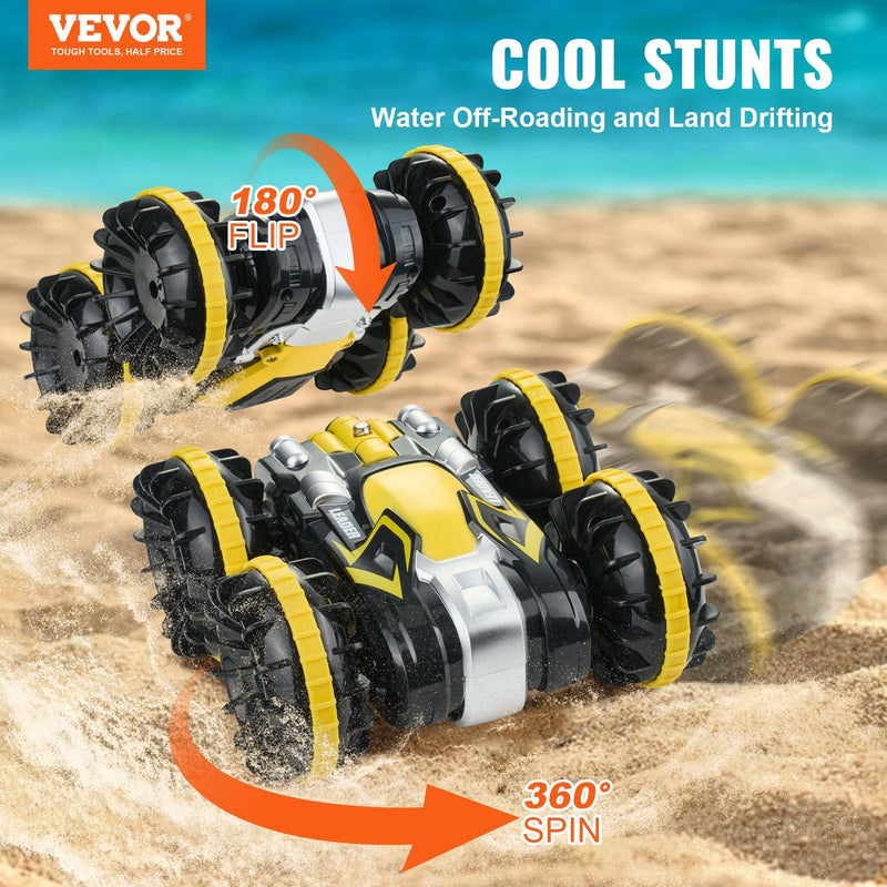 All-Terrain VEVOR Amphibious RC Vehicle - 2.4GHz Remote Control Car Boat for Kids and Adults - Vibrant Yellow