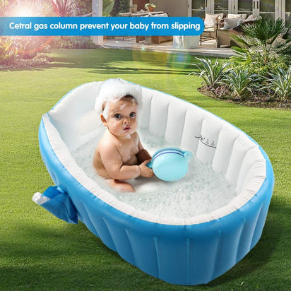 Baby Inflatable Bathtub; Portable Toddler Bathtub Baby Bath Tub Foldable Travel Tub with Air Pump - The Little Big Store