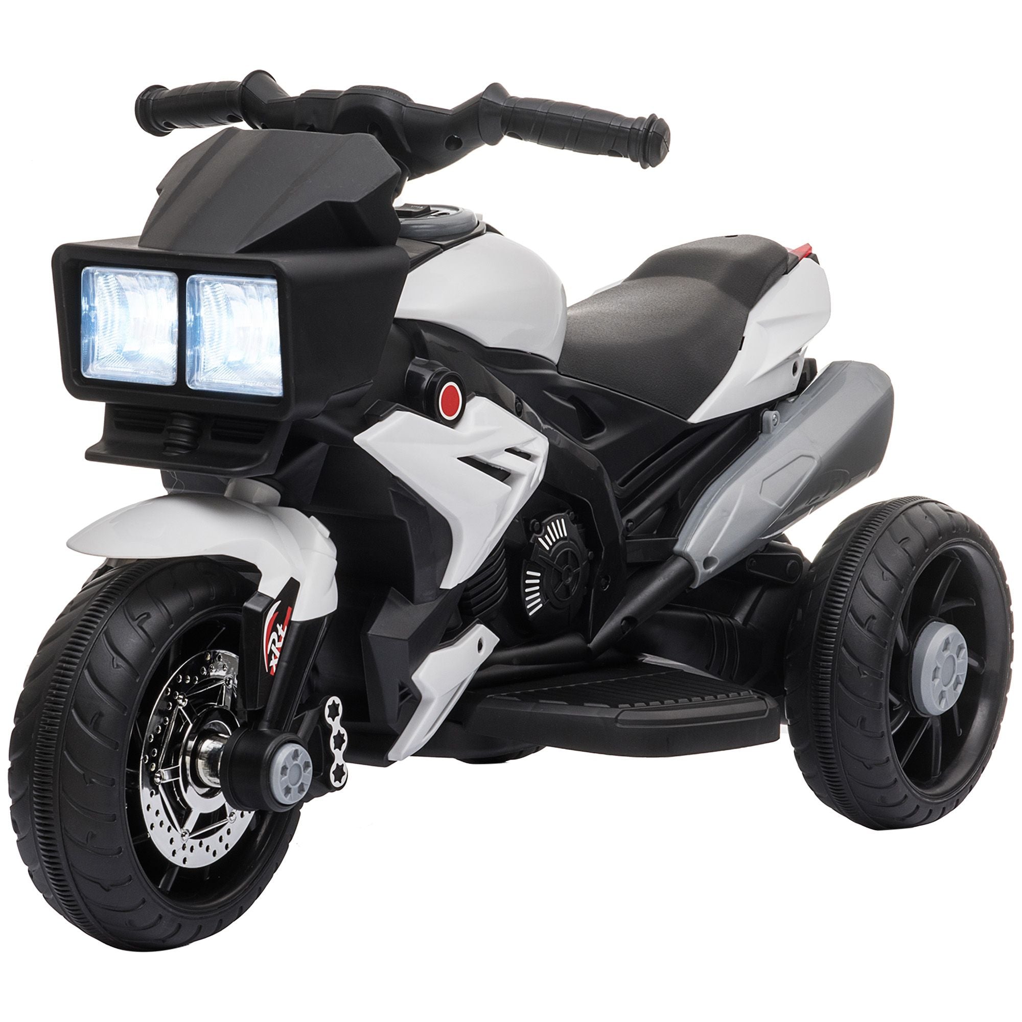 White Kids Electric Motorbike 6V Ride-On Motorcycle with Music Horn Headlights