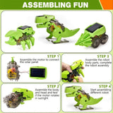 Assembly guide showing solar panel, motor and three alternative robot bodies