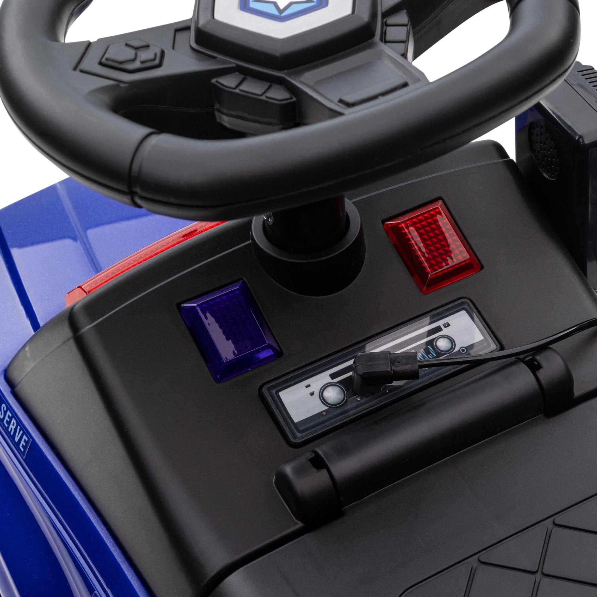 Kids Blue Ride-On Push Car with Megaphone, Sliding Toy with Under Seat Storage, Removable Backrest for Ages 2-5