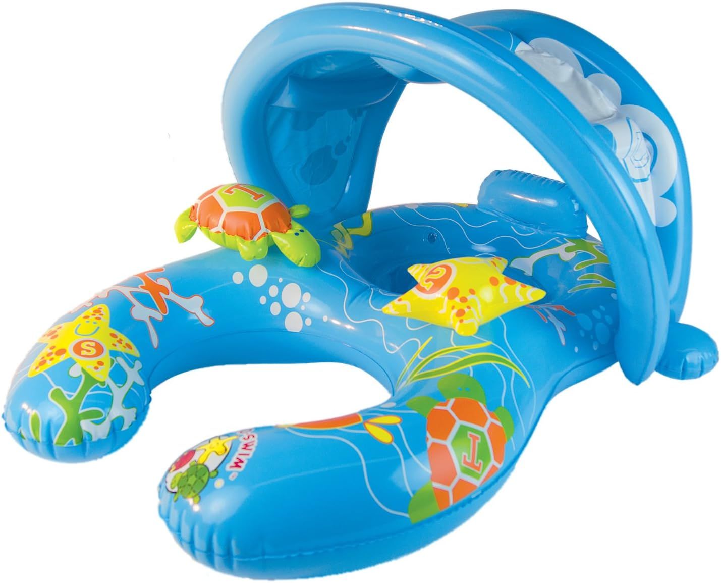 Mommy & Me Baby Pool Float With Sun Shade, Infant & Toddler Swim Float (Ages 8–24 Months) With Adult Ring Opening for Shared Swim, Drop-Seat Design for Comfort & Safety