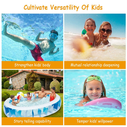 90×60×20In Inflatable Swimming Pool Blow Up Family Pool For Kids Foldable Swim Ball Pool Center - The Little Big Store