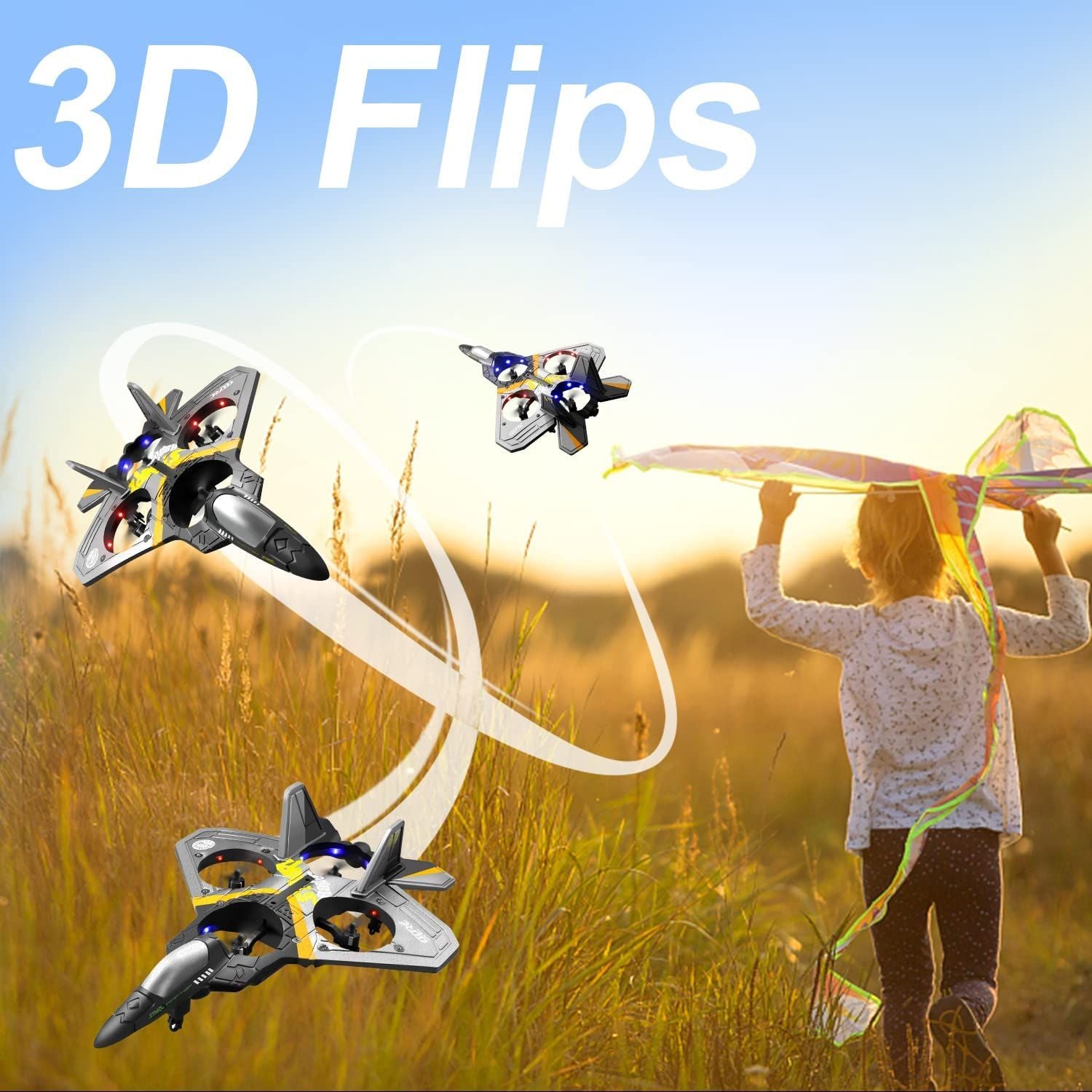 RC Airplane Drone for Kids with Altitude Hold, 3 Speed Modes & Dual Rechargeable Batteries