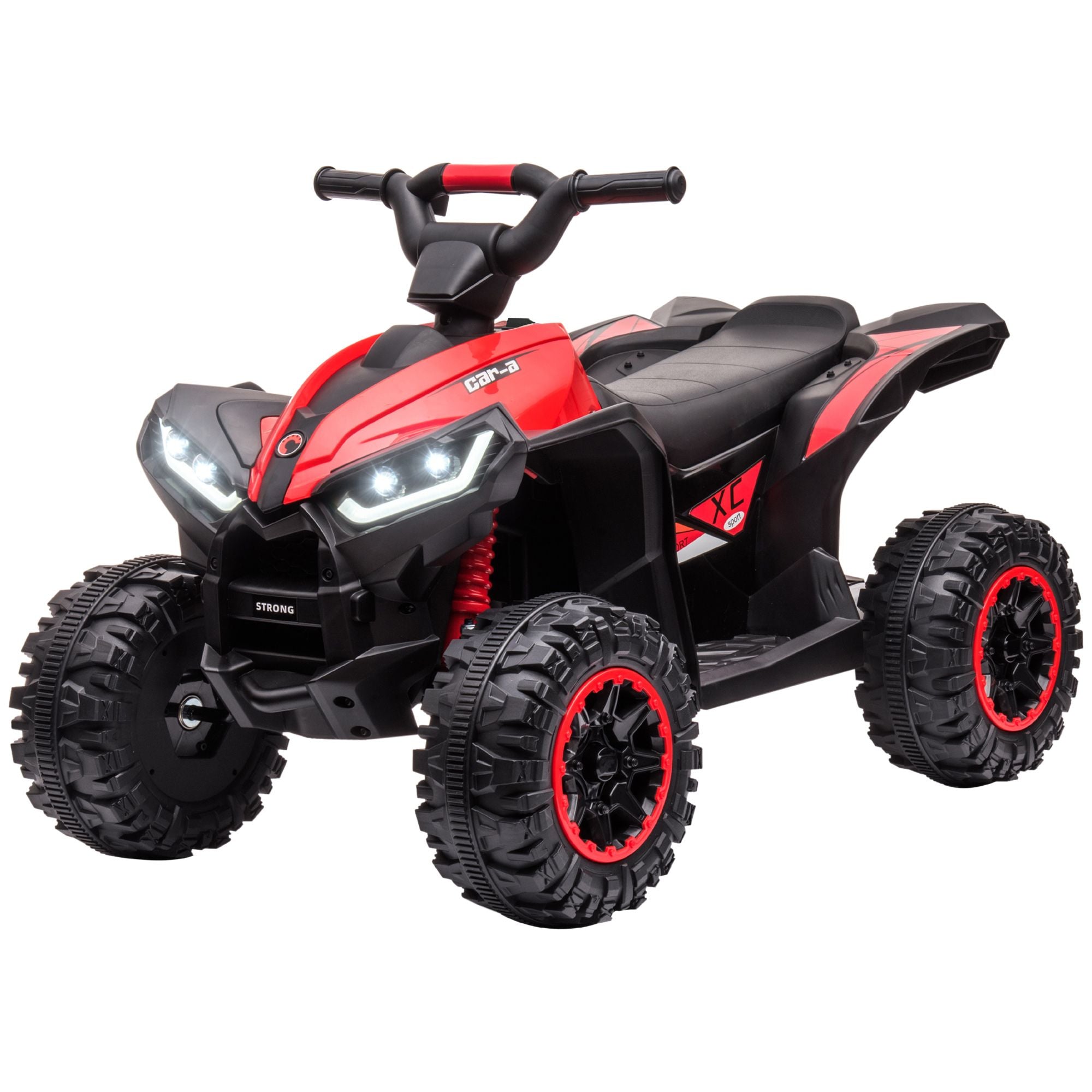 12V Kids Ride-On Quad Car 4-Wheelers with LED Headlights, Music, Dual Motor Electric ATV, for 3+ Years Old, Red