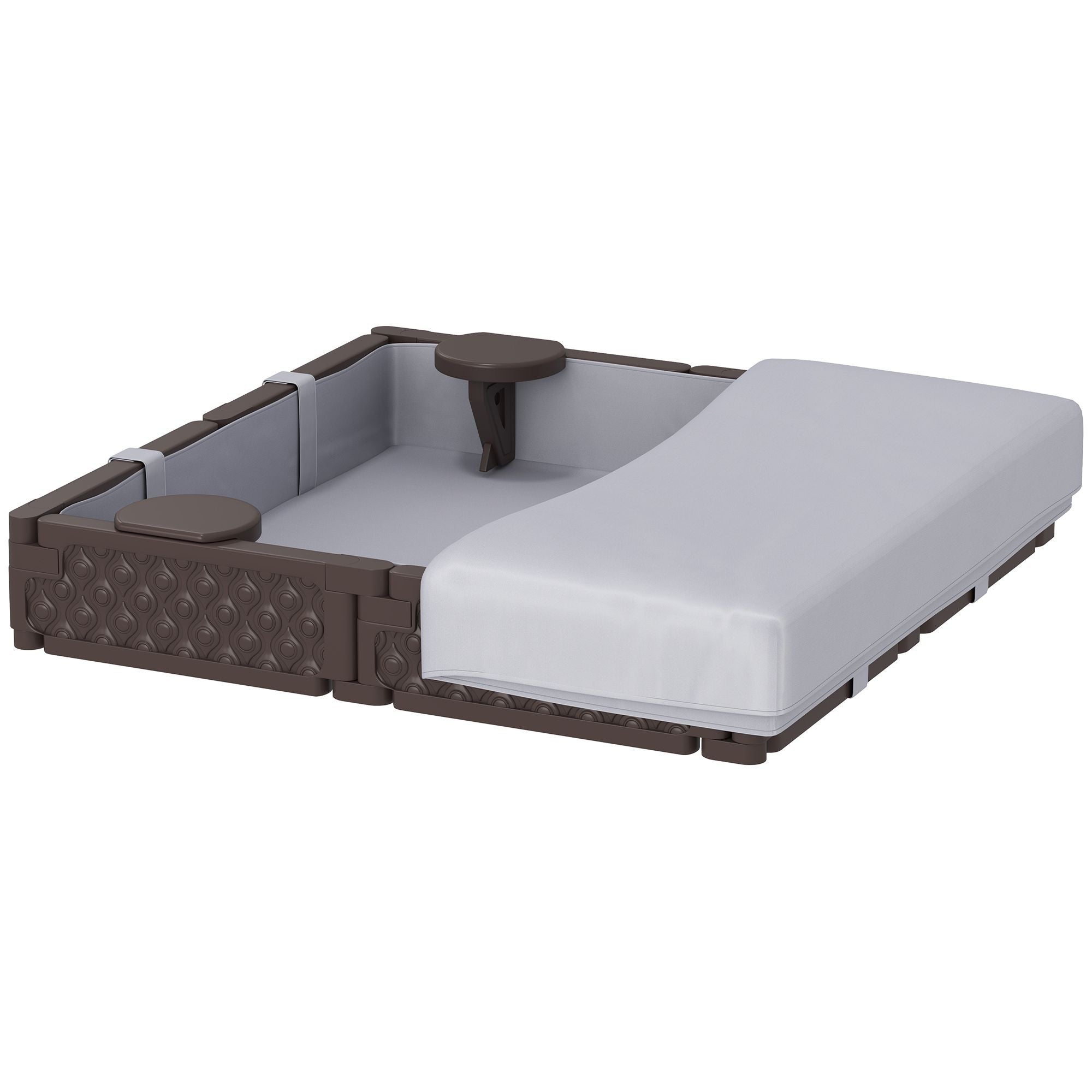 Kids Sandbox with Cover, 4 Corner Seats, Bottom Liner for Backyard, Garden, Outdoor, 47" x 47" x 9", Dark Brown