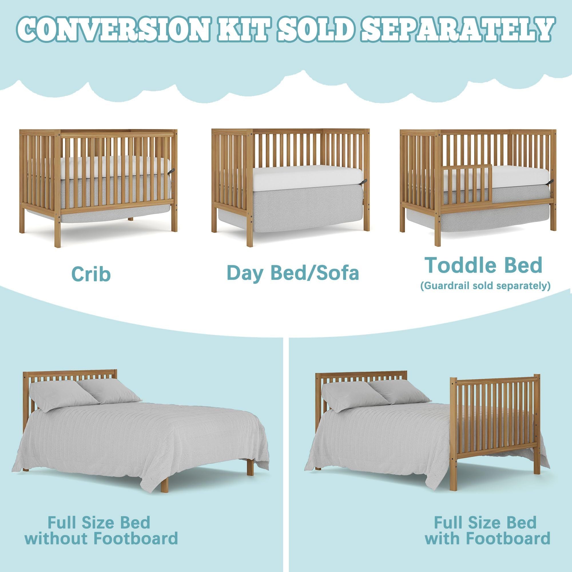 Baby Crib 5-in-1 Convertible,   Non-Toxic Finish, Simplistic Nursery Furniture