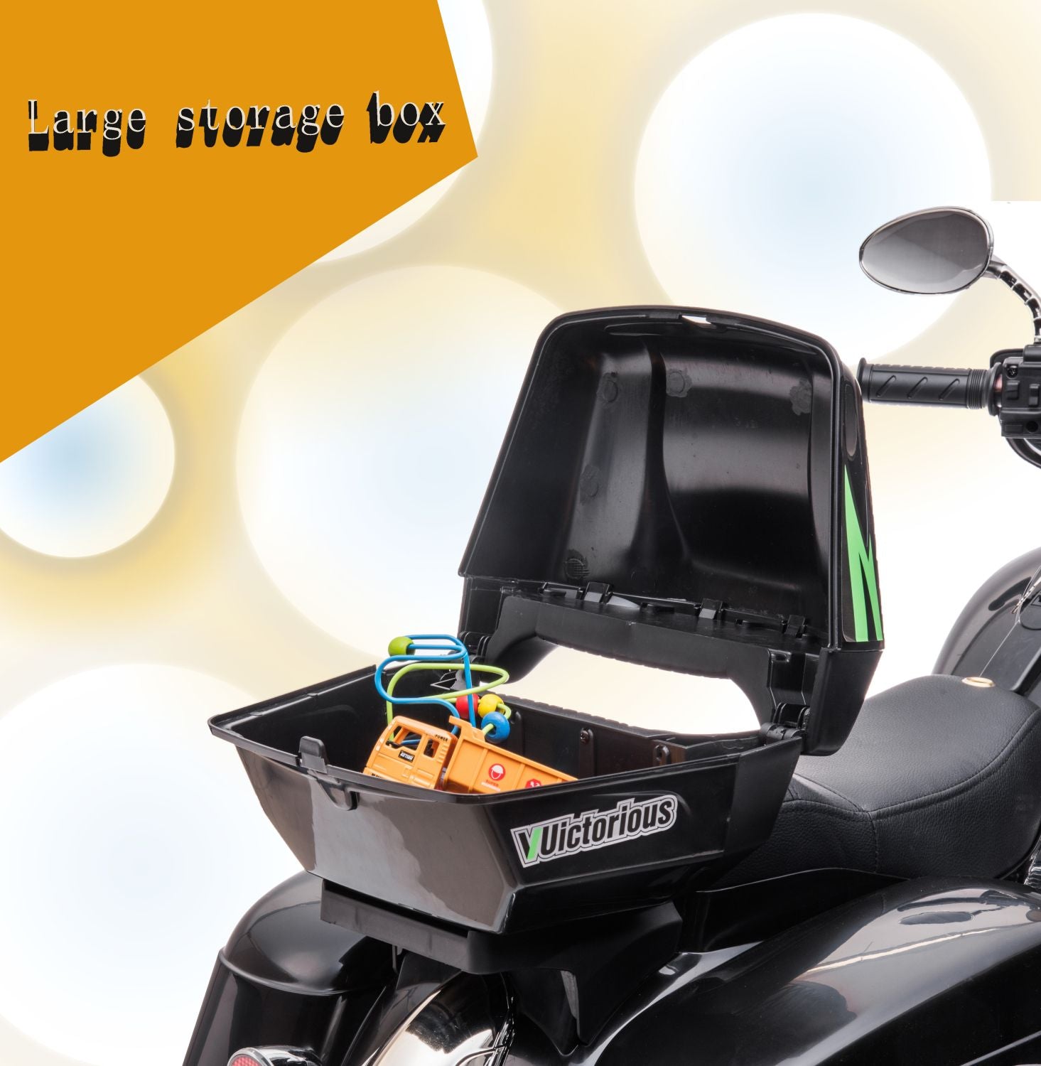 12V Dual-Seat Kids Electric Motorcycle with Storage Box