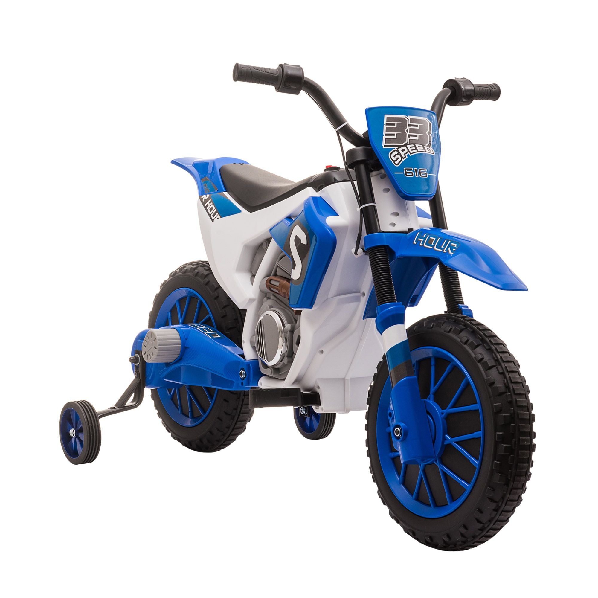 12V Kids Electric Ride-On Motorcycle with Training Wheels & Rechargeable Battery – Blue Motorbike Toy
