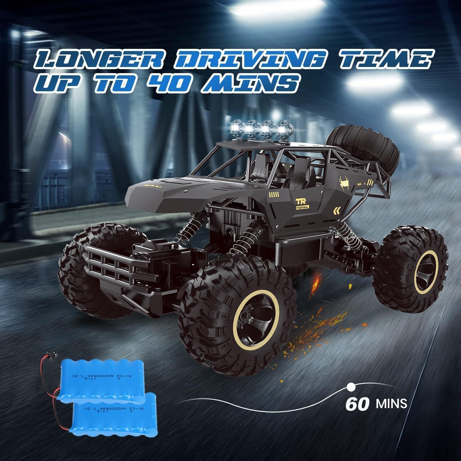 Ultimate  RC 4WD Monster Truck - 37cm Remote Control Rock Crawler for Kids Gifts with Two Batteries