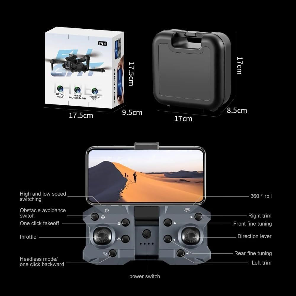 Max Drone 4K High-Definition Three Camera Optical Flow Positioning Professional Aerial Photography Foldable Quadcopter (Black)